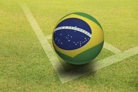 Brazil Ball on Green fieldの写真素材