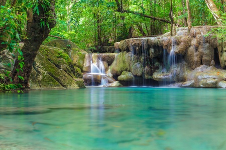 Erawan Waterfall, Kanchanaburi, Thailand の写真素材