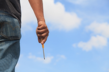Man holding a screwdriverの写真素材