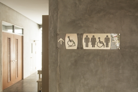 Sign for bathrooms の写真素材