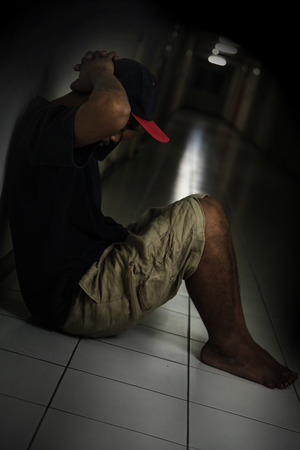 Man in The desperate anxiety の写真素材