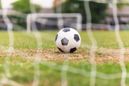 Soccer ball on Soccer fieldの写真素材