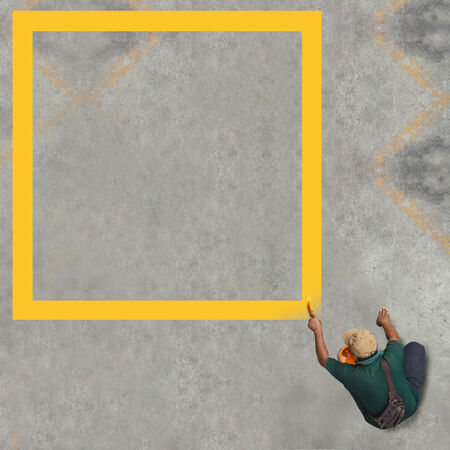 Painting square on the floorの写真素材