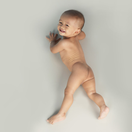 Asian baby in the houseの写真素材