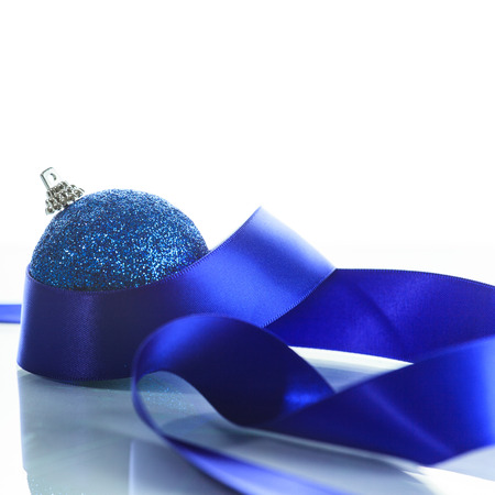 Christmas ball with ribbonの写真素材