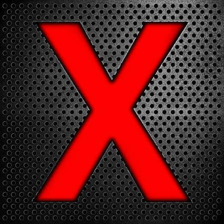 Alphabet symbol letter X on Metal backgroundの写真素材