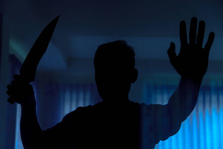 Shadow of men behind glassの写真素材