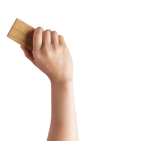 Teacher cleaning the chalkboardの写真素材