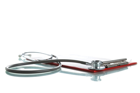 Stethoscope with medical clipboardの写真素材