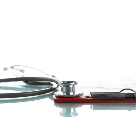 Stethoscope with medical clipboardの写真素材