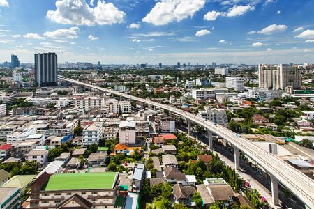 Bangkok, Thailand aerial view with skyline and blue sky in the day