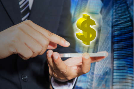 Money concept on smartphoneの写真素材