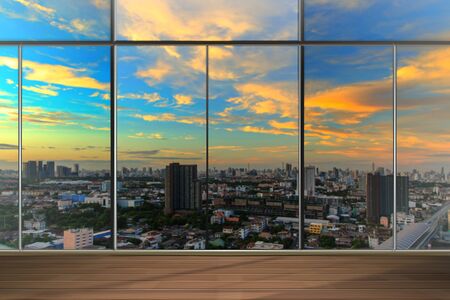 Windows in modern office buildingの写真素材