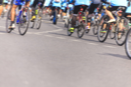 Motion blurred biker in the city