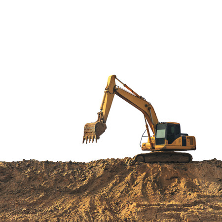 Excavator on white backgroundの写真素材