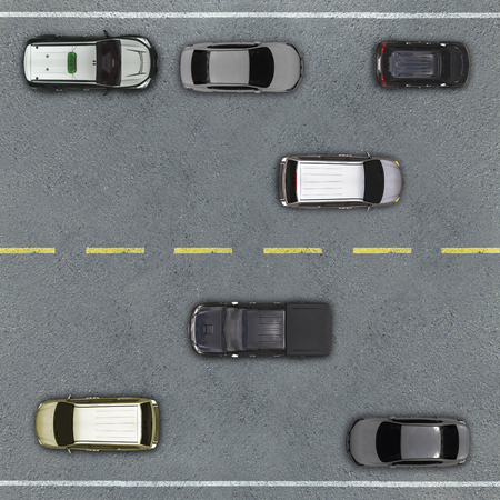 Aerial view over the road and highwayの写真素材