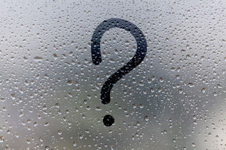 the inscription on glass, question mark concept