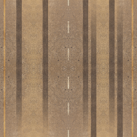Aerial view over the road, Tire tracks on road