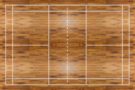 Aerial view of a hardwood Badminton courtの写真素材