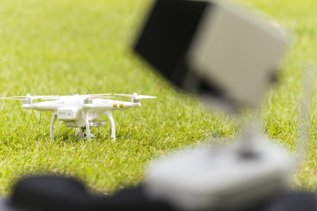 White drone with cameraの写真素材
