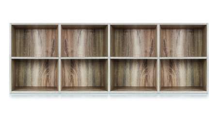 Blank wooden bookshelfの写真素材