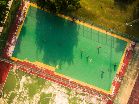 Aerial view of outdoor futsal courtの写真素材