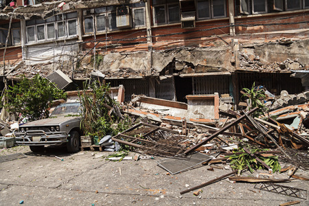 The rubble after the devastation of an earthquake