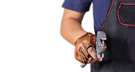 Cropped view of Hand with wrench, Auto mechanicの写真素材