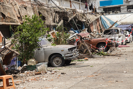 The rubble after the devastation of an earthquakeの写真素材