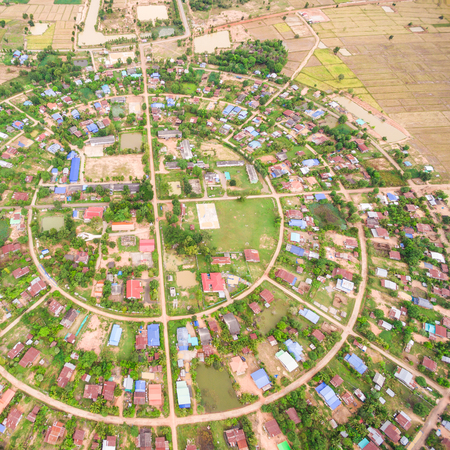 Aerial view of the village in a circleの写真素材