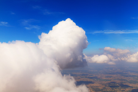Beautiful Sky view through plane windowの写真素材