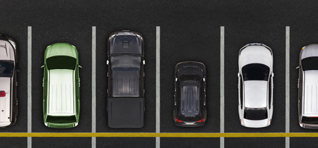 Top view of Cars on parking lotの写真素材