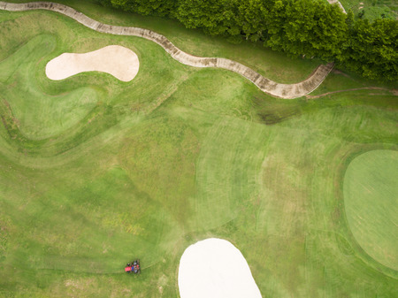 Aerial view of beautiful golf courseの写真素材