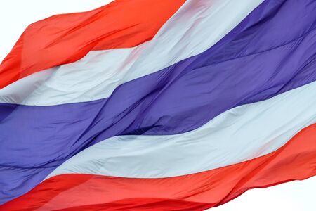Waving flag of Thailand on white backgroundの写真素材