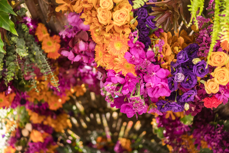 Mixed flower arrangement, Colorful mixed bouquet flowersの写真素材
