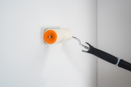 Painter painting a wall with roller