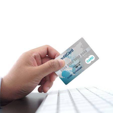 Businessman shopping and online payment with credit cardの写真素材