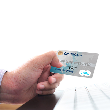 Businessman shopping and online payment with credit cardの写真素材