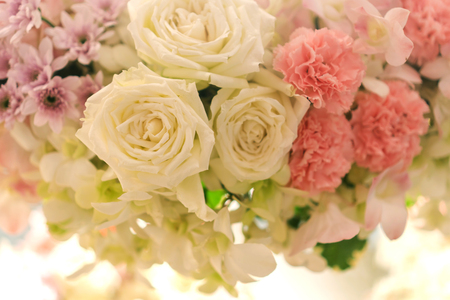 Mixed flower arrangement, Colorful mixed bouquet flowersの写真素材