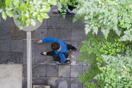 Top view of people traveling walking in the cityの写真素材