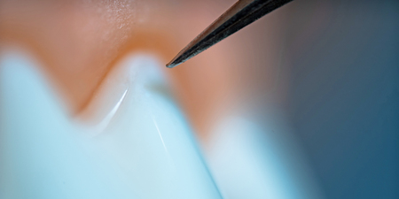 Macro photo of Scalar and tooth, Concept Dental careの写真素材