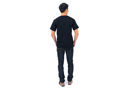 T-shirt design, Young man in Black t-shirt isolated on white background