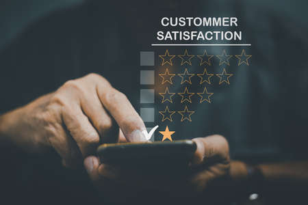 Customer dissatisfaction experience concept, the Business customer using smartphone expressing...