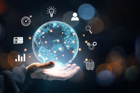 The concept of connecting with internet technology This can be online transactions, information...