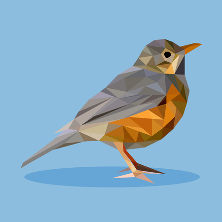 Rufous-bellied thrush in polygon style. Isolated illustration can be used in printing: card, t-shirt, phone case, mug, bag and so on.のイラスト素材