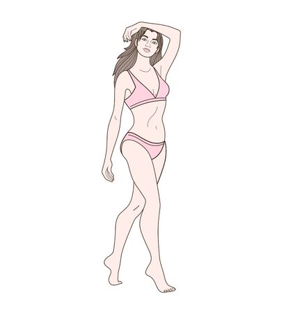 Cartoon woman on swimsuit image illustrationのイラスト素材