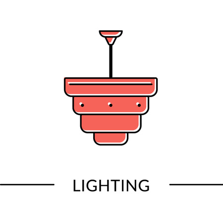 Pendant lamp. Lighting furniture line icon for web and print Vector illustration.のイラスト素材