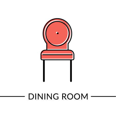 Chair. Dining or kitchen or living room furniture line icon for web and print Vector illustration.のイラスト素材