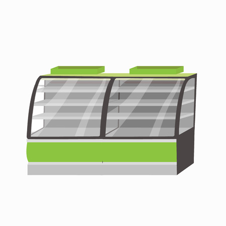 Isolated store double display case. Supermarket furniture object for your designのイラスト素材