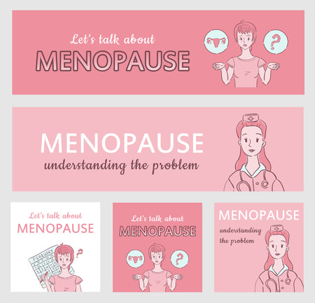 Menopause banners collection for medical or gynecology web site and social media.のイラスト素材